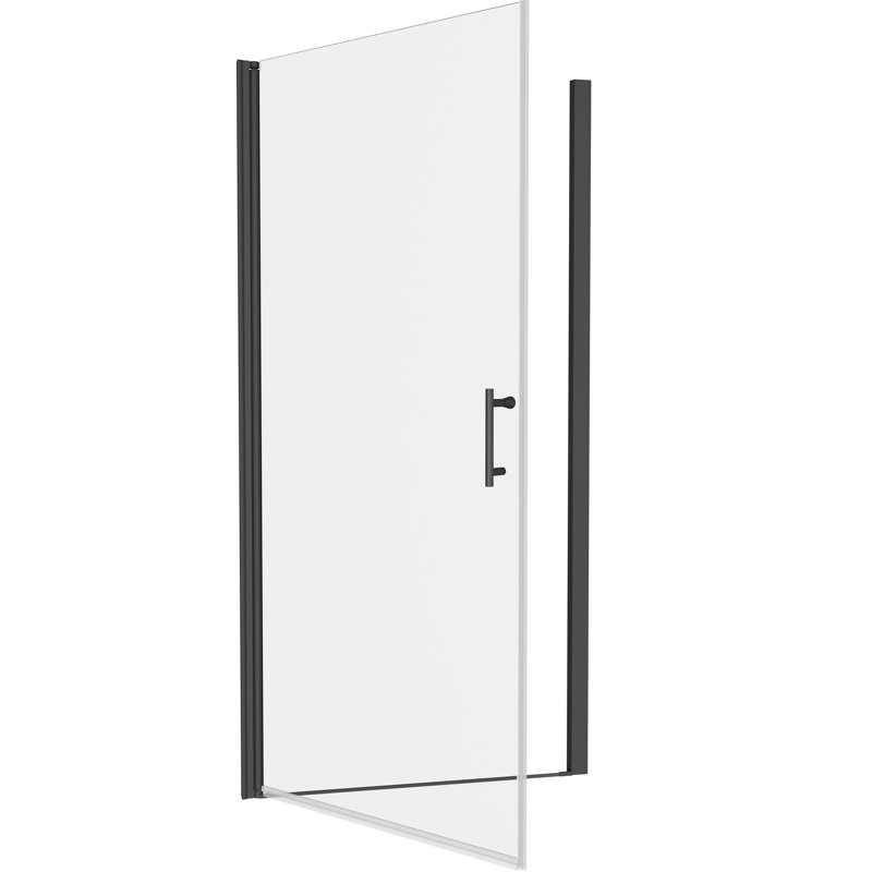 Porte de douche pivotante noire matte avec verre trempé de 1/4 po. Ajustable 1 3/8 po, 36 000 fois Scrutinized, fonction d'attache de fuite matte - Manche en verre en acier inoxydable # 304