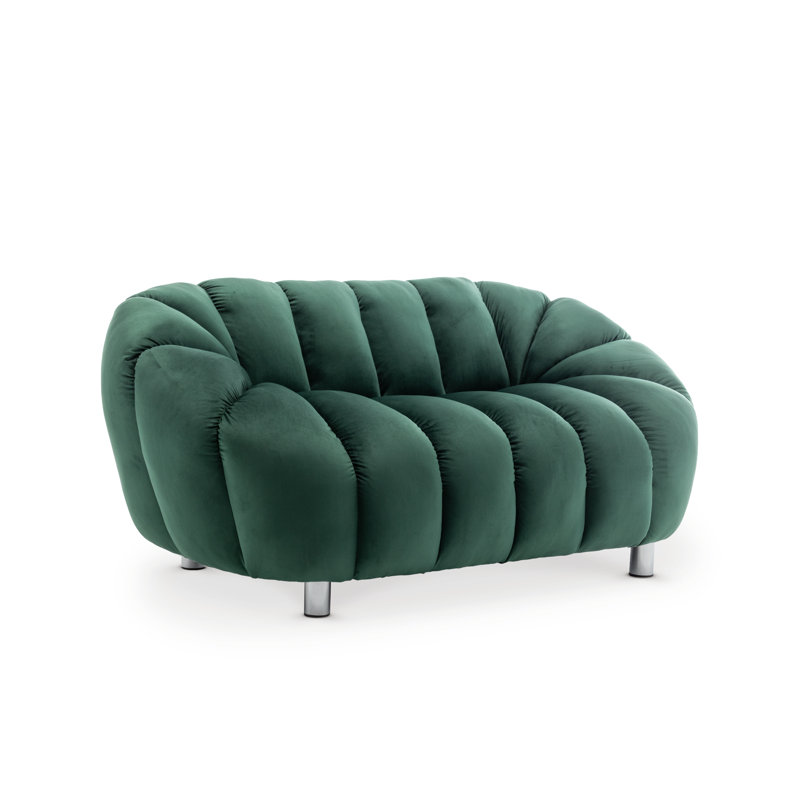 Mitesh Upholstered Sofa, Green Velvet, 2