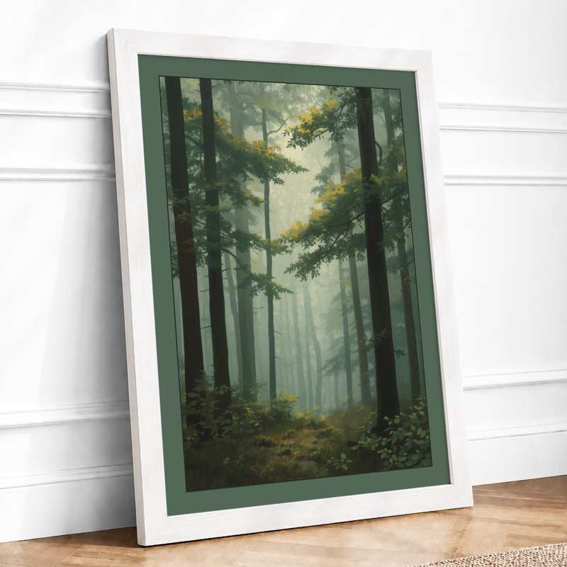 Quiet Northern Forest Scandinavian - Framed Print, A2 - 59.4 x 42.0 cm, White