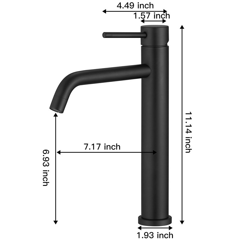 Single-handle Bathroom Faucet with Drain Assembly, Matte Black