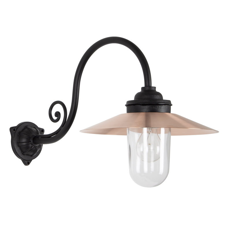 Paulita 35cm H Outdoor Barn Light with Dusk to Dawn, Black/Copper