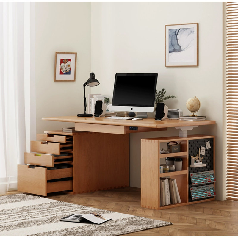 Solid Wood Electric Height - Adjustable Standing Desk, 27.2" H x 70.9" W x 29.5" D