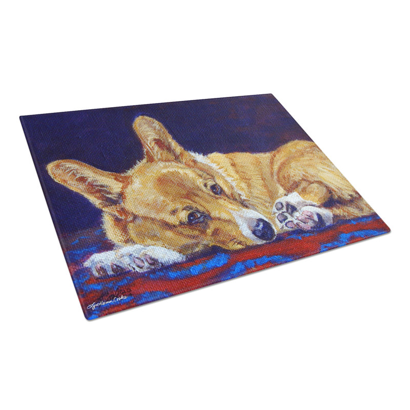 Caroline's Treasures Corgi Lonesome Glass Cutting Board