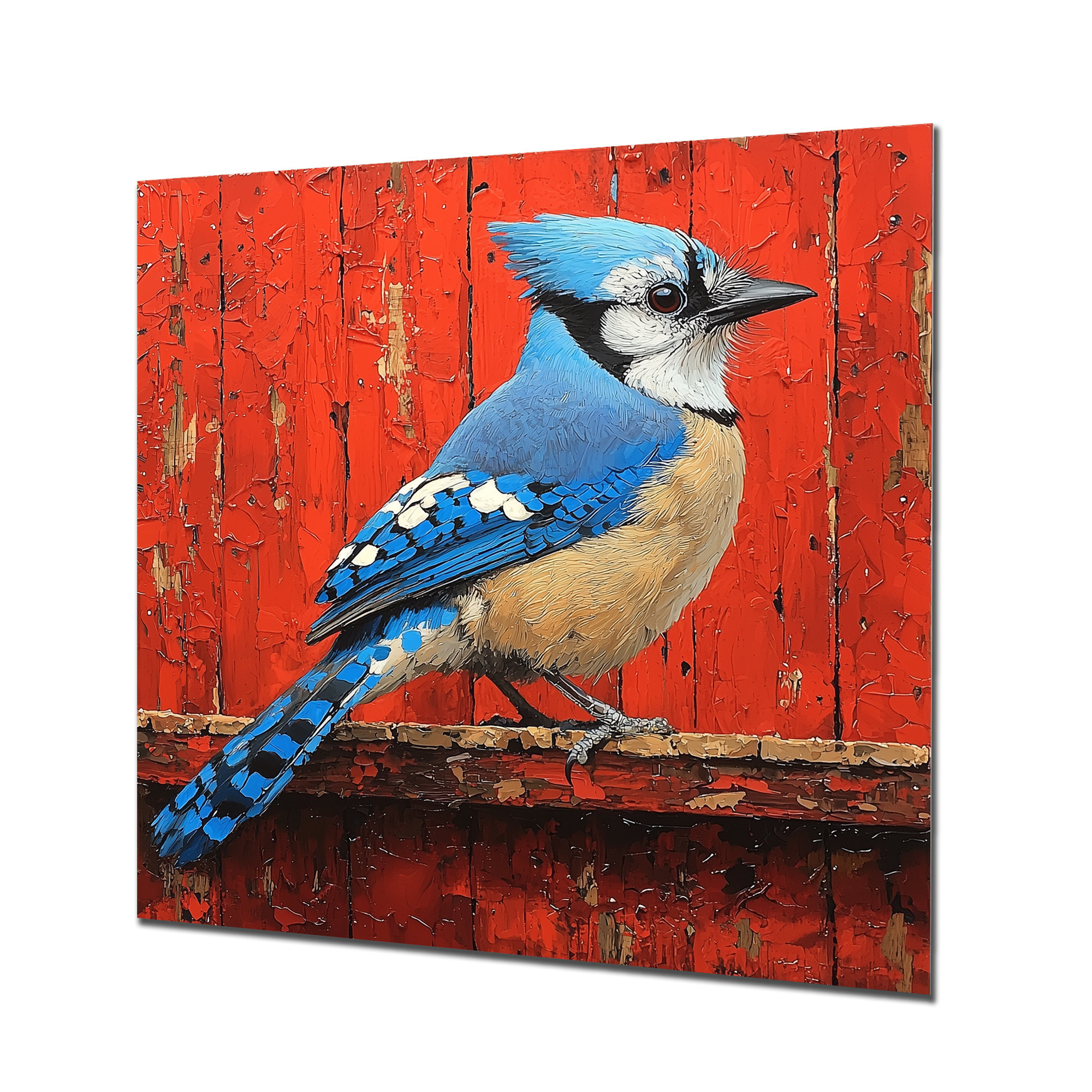Jay R Prints Winston Porter Blue Jay By The Red Barn I - Bird Metal Print Wall Art ...