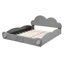 Grand lit plateforme tapissier en forme de tête de lit avec pied de lit arrondi et poche-975087227