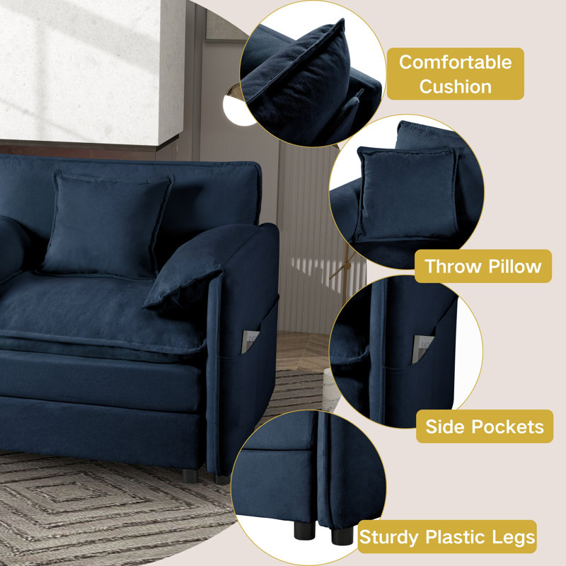 Ensemble de 2 chaises d'appoint en chenille L 36 po x l 29 po x H 15 po Chenille, Blue Chenille