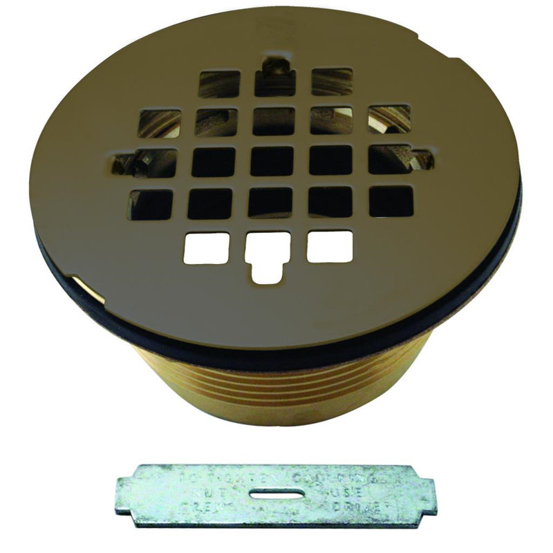 4-1/4" Square Grate Shower Drain Cover with 2" Brass Drain Pipe, Oil Rubbed Bronze