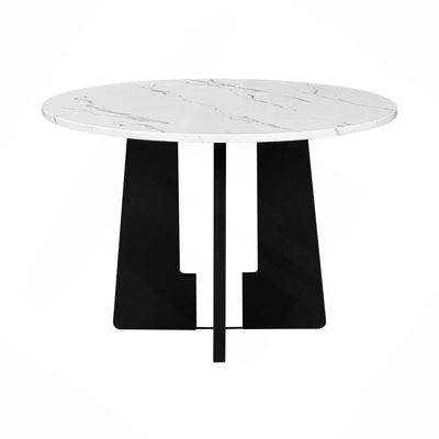 Table de salle à manger ronde pour comptoir en faux marbre de 43 po, table de salle à manger ronde pour cafés, restaurants, bars, bureaux à domicile et salles de conférence
