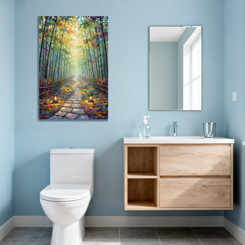 Paysage et nature, chemin en bambou coloré avec lanternes et fleurs
