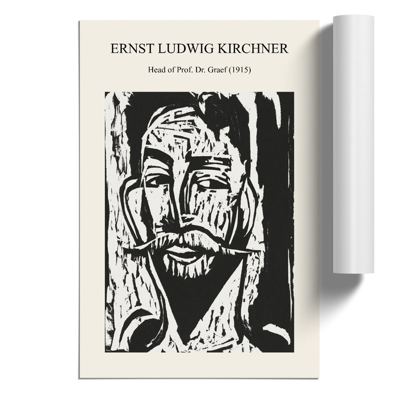 Head of Prof. Dr. Graef Print by Ernst Ludwig Kirchner - Frameless Print, 42cm H x 30cm W x 0.1cm D
