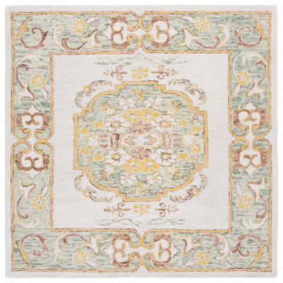 Hand Tufted Wool Cotton Floral Rug