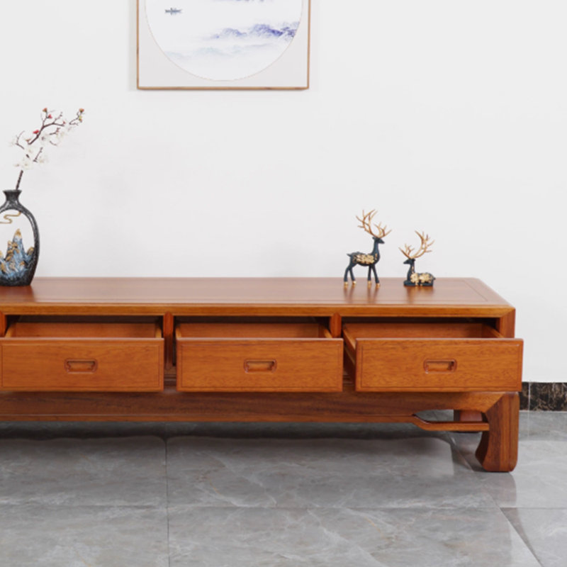 New Chinese-style design solid wood TV cabinet, 17.12"H x 85.82"L x 15.74"W