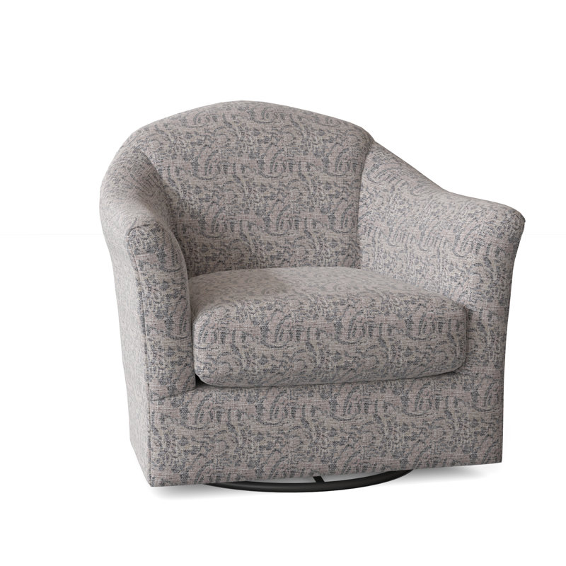 Darby Upholstered Swivel Barrel Chair, Marble Grey Performance