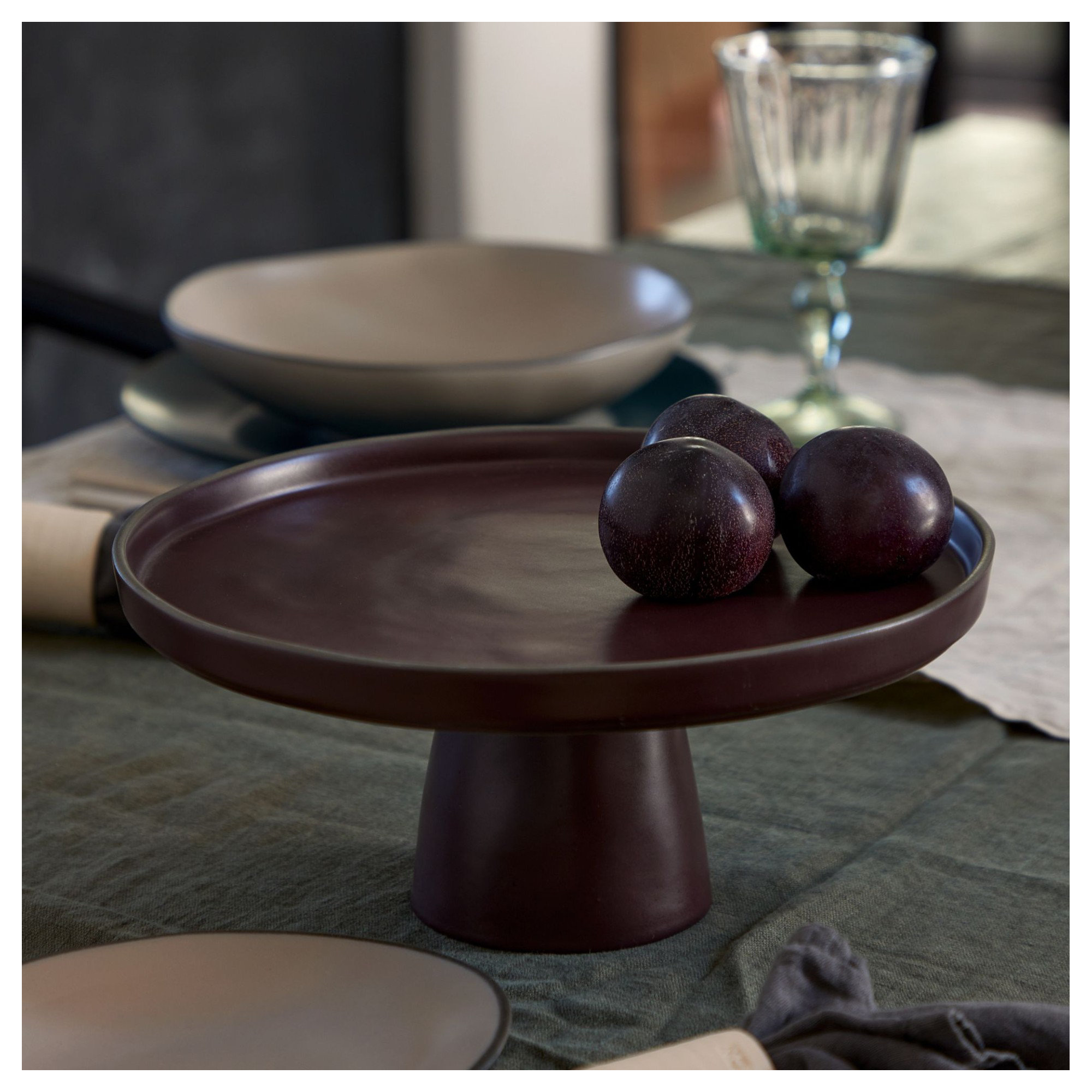 Stacked Organic Stoneware Cake Stand, Black