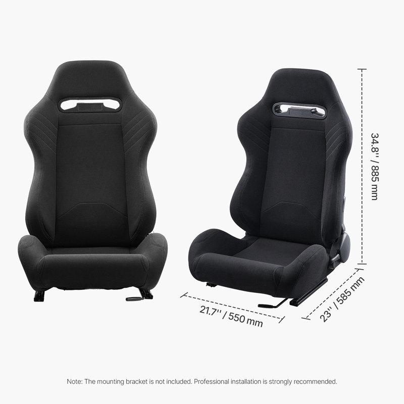 Siège de course, 2 ensembles, poste de conduite réglable avec inclinaison grand angle et mousse haute résilience, fauteuil de course confortable avec tissu en polyester et glissière Q235B, convient aux voitures de course et aux karts