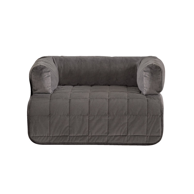 Dark Gray Quilted Polyester Pet Sofa Protector