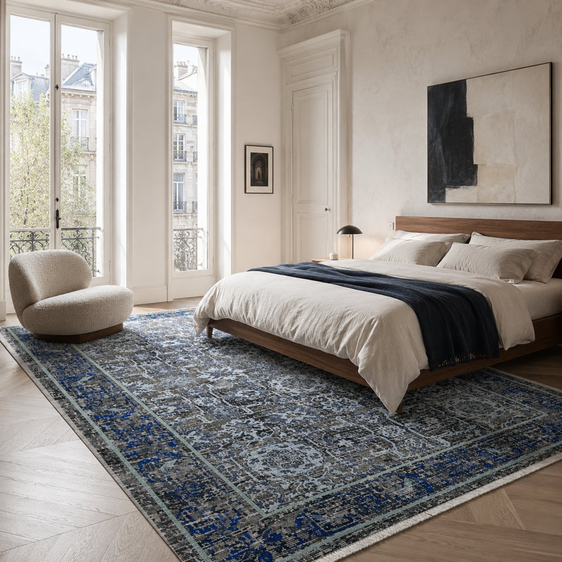 Vintage Look Cotton and Chenille Flatweave Area Rug, 100 x 200 cm