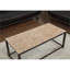 Table basse rectangulaire classique en carrelage brun et en métal avec motif en mosaïque pour le salon