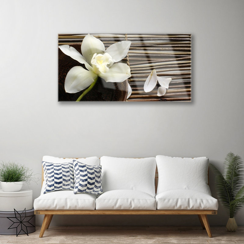 Glass Print Wall Art 100X50cm Image Printed On Glass Decorative Wall Picture Behind Toughened / Tempered Safety Real Glass For Kitchen & Living Room Theme: Flower Floral