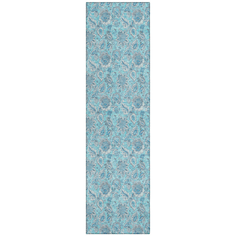 Washable Floral Indoor / Outdoor Rug, Runner 2'3" x 7'6"