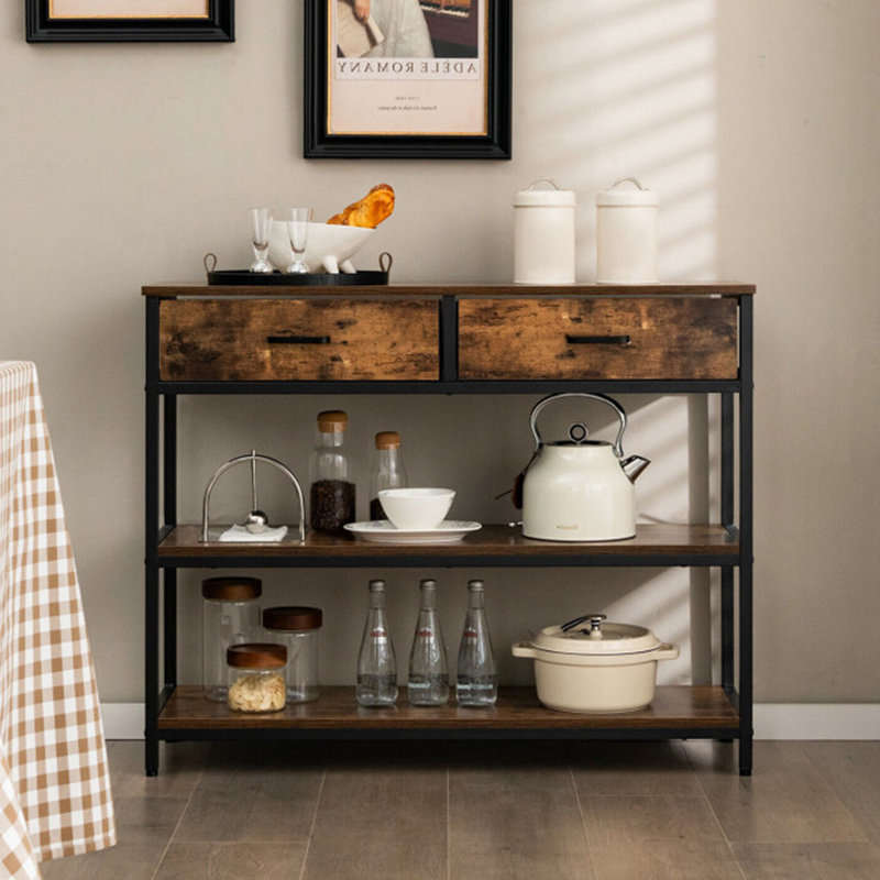 Console avec 17 tiroirs et table d'appoint avec tiroirs en tissu pliants pour le salon
