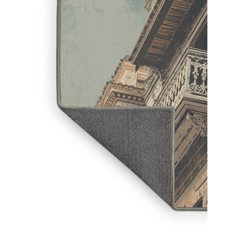 Soft Plush Garrett Cartagena Old City Bohemian Block Print Area Rug in Gray – Gray Binding, 7x10