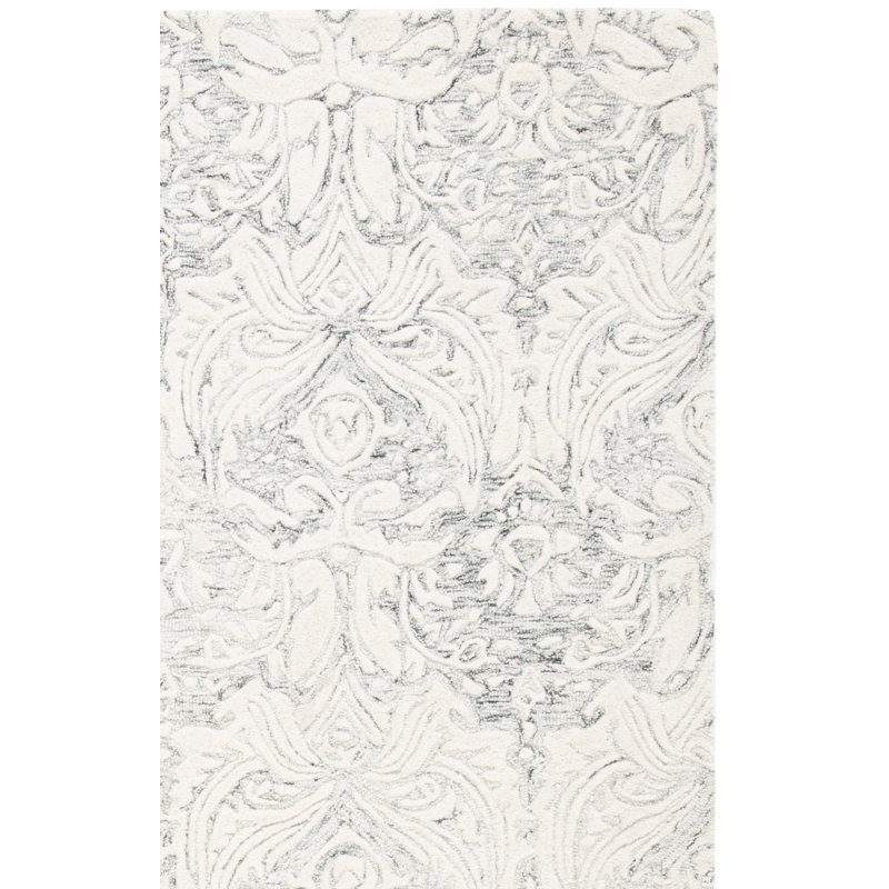 Tapis ivoire en laine touffeté à la main Ednah, Tapis de couloir 2 pi 3 po x 9 pi