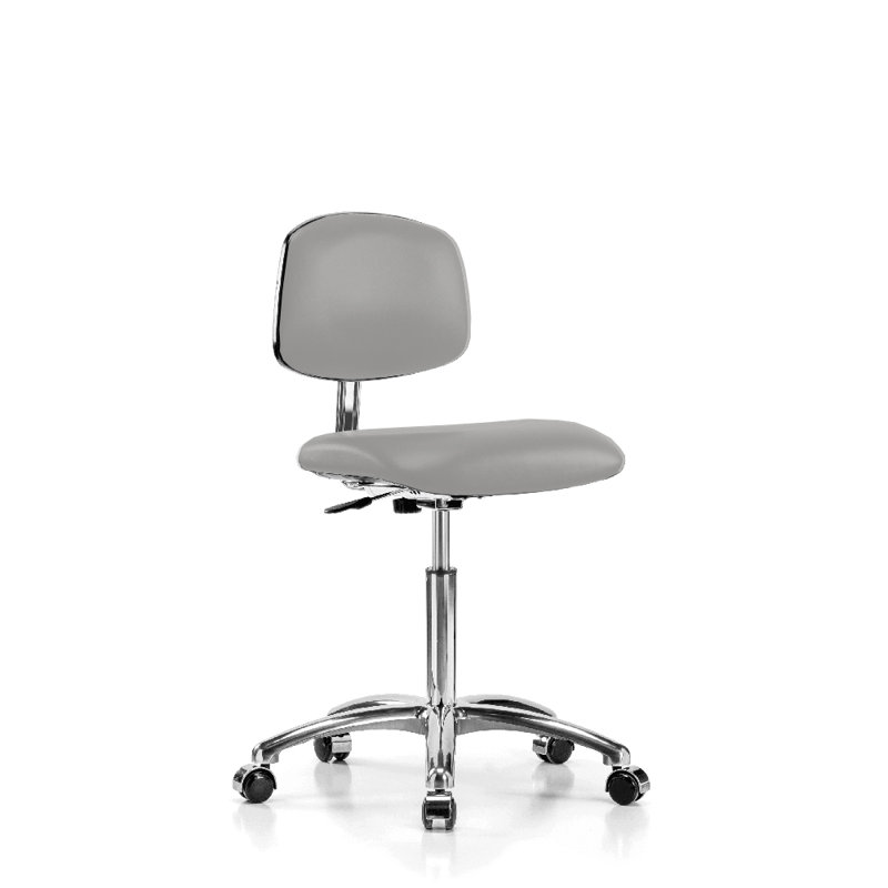 Perch Cleanroom Vinyl Chair  | Medium Bench Height 20-27", Gray Vinyl, 16"