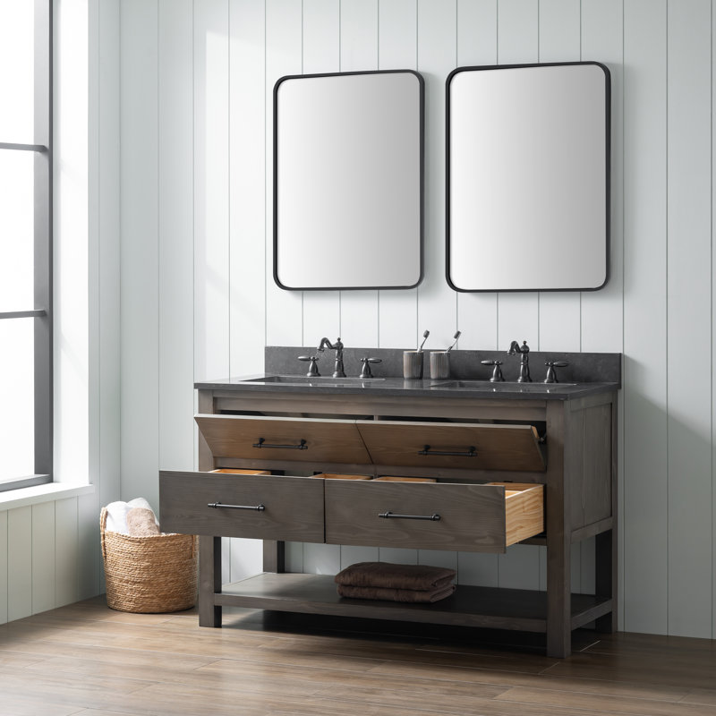 Ensemble de meuble-lavabo double 54 po Keri, Gris fumée