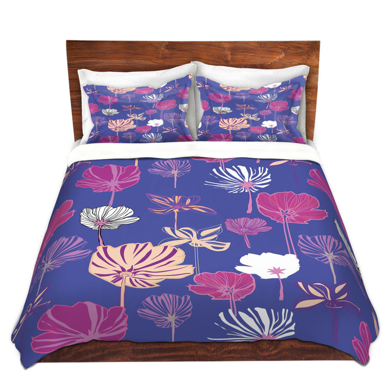 Ensembles de housse de couette pour grand lit DiaNoche par Yasmin Dadabhoy - Linear Flowers 1C