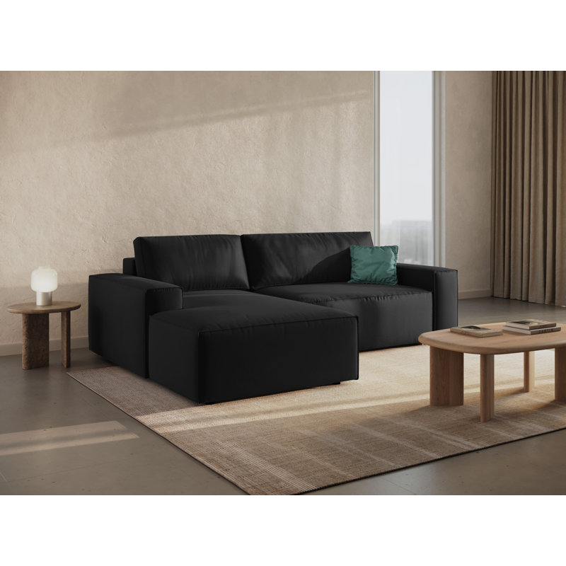 Alisbha 3 Seater Velvet Sofa Bed, Black