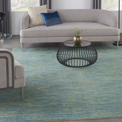 Tapis intérieur / extérieur bleu / vert Mullican Sandy