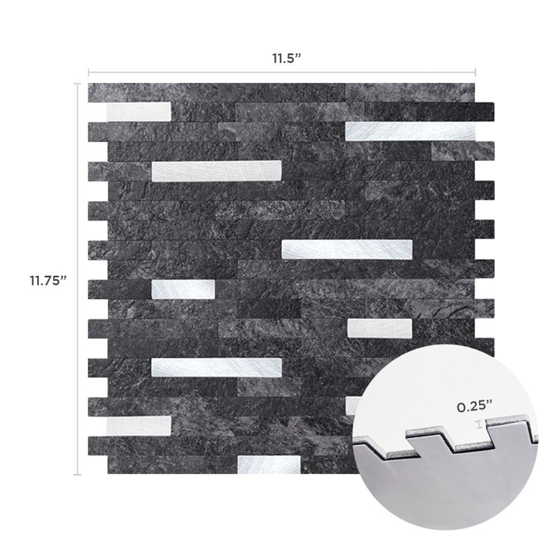 Carreau de mosaïque pelez et collez 12 po x 12 po, Gris marbre