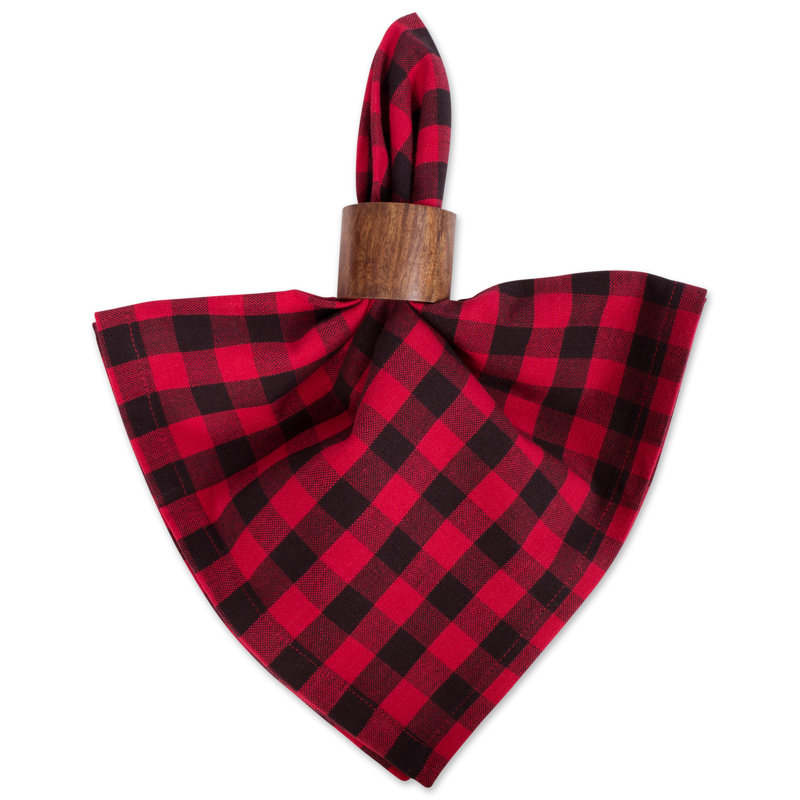 Devia Cotton Gingham Square Napkin, Black/Red