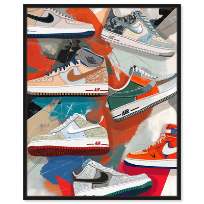 Sneaker, peinture, collage, toile, art tendance par Art Remedy