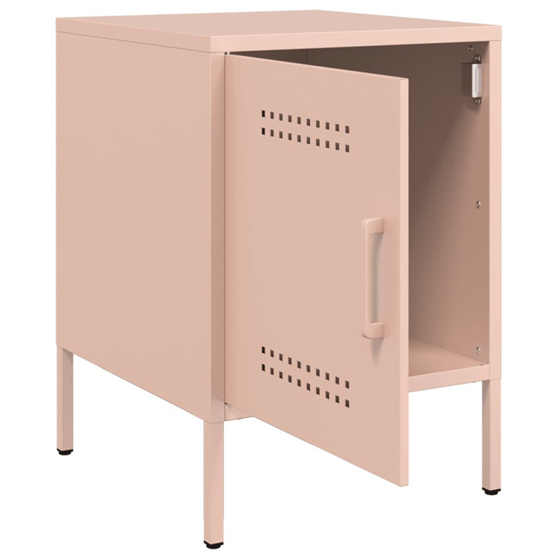 Prinsh 36cm W Steel Bedside Table, Pink