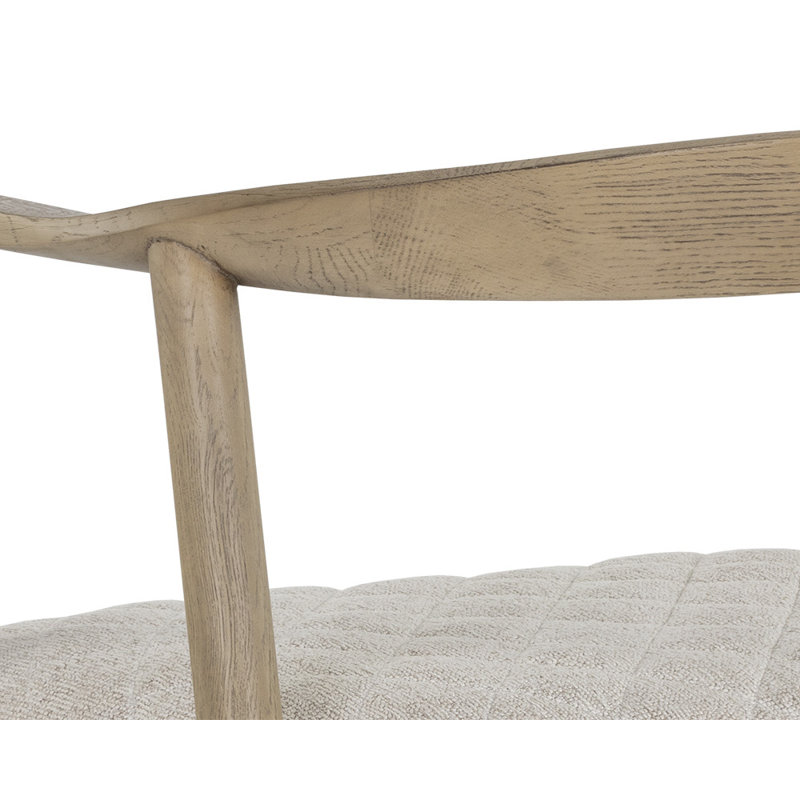 Fauteuil Sherree gris chiné capitonné Sherree, Bois naturel