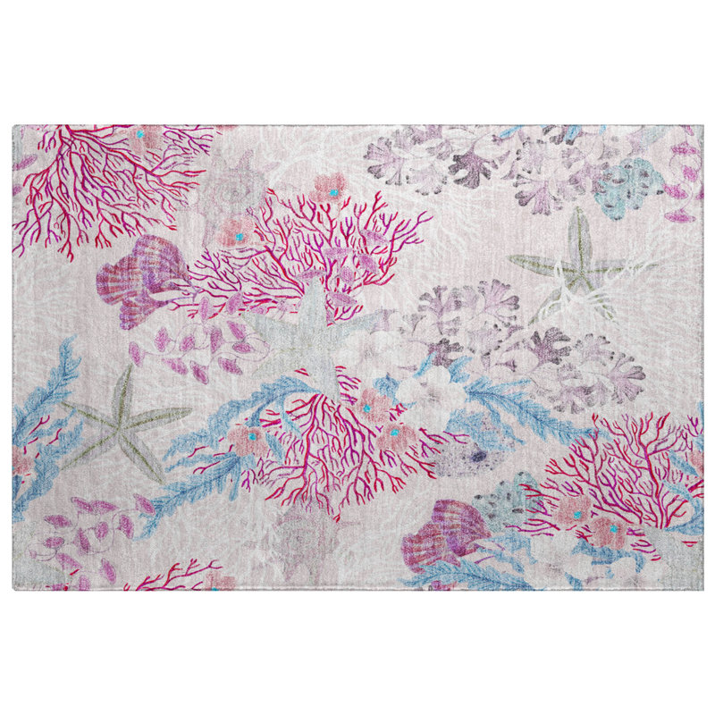 Premium Machine Washable Dream Shag ADS180 Coral Rug, 1'8" x 2'6", Raspberry