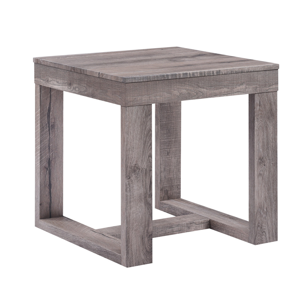 Image showcasing Ebern Designs 1Pc Contemporary End Table Rustic Brown Gray Tan Finish ...