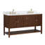 Ensemble de meuble-lavabo 61 po Zoe au fini noyer avec plateau en quartz blanc