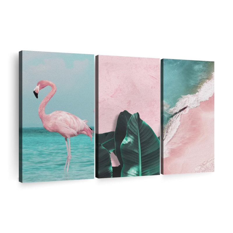 «Pink Paradise», ensemble de 3 reproductions sur toile 3 pièces, H 24 po x l 38 po x P 1,25 po