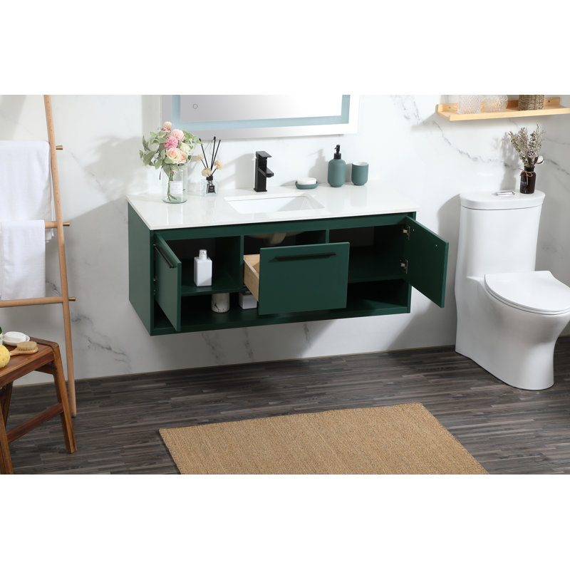 Ensemble de meuble-lavabo simple mural 48 po Roman, Vert