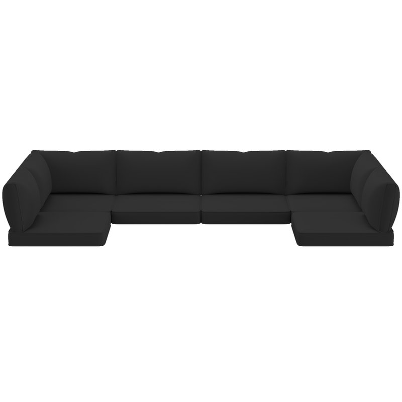 Outdoor Replacement Cushions 14-Piece Deep Seat Water-Resistant Patio Furniture Cushions for 6-Seat Sectional Rattan Sets, Black
