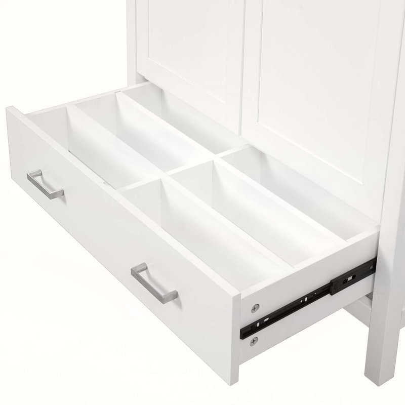 Meuble-lavabo moderne blanc 36 po avec lavabo en céramique, portes à fermeture douce et nombreuses solutions de rangement pour les petites et moyennes salles de bain