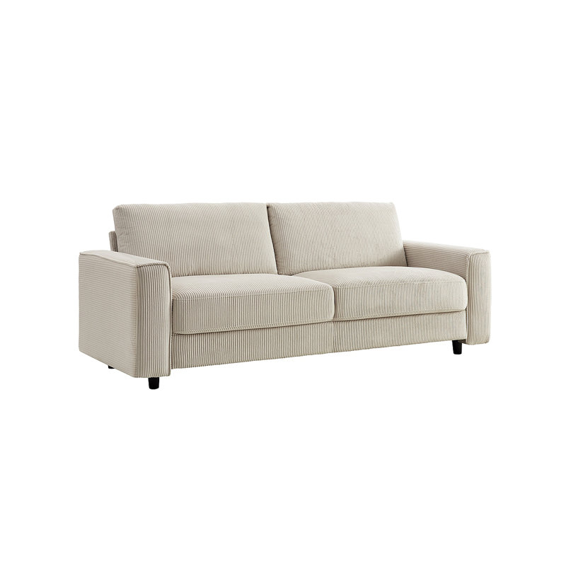 Canapé moderne en velours côtelé 3 places, minimaliste et moderne, H 33,05 po x l 85,98 po x P 32,07 po, 3, Beige