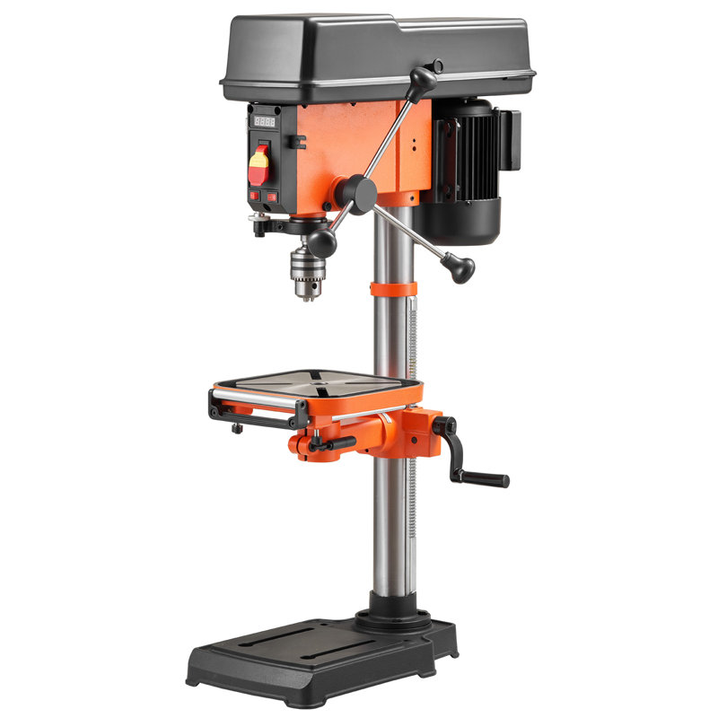 Perceuse d'établi 12 pouces, 6,2 ampères, perceuse d'établi 1 HP, vitesse variable de 530 à 3 140 tr / min, table de travail inclinable de 0 à 45 °, avec laser et lumière DEL, perceuse de table pour bois métal