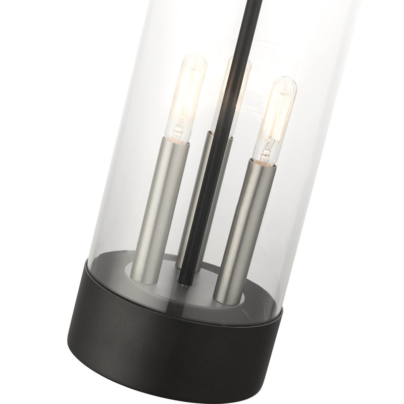 Luminaire suspendu d'extérieur à 3 ampoules Binghamton H 20,25 po, Noir texturé