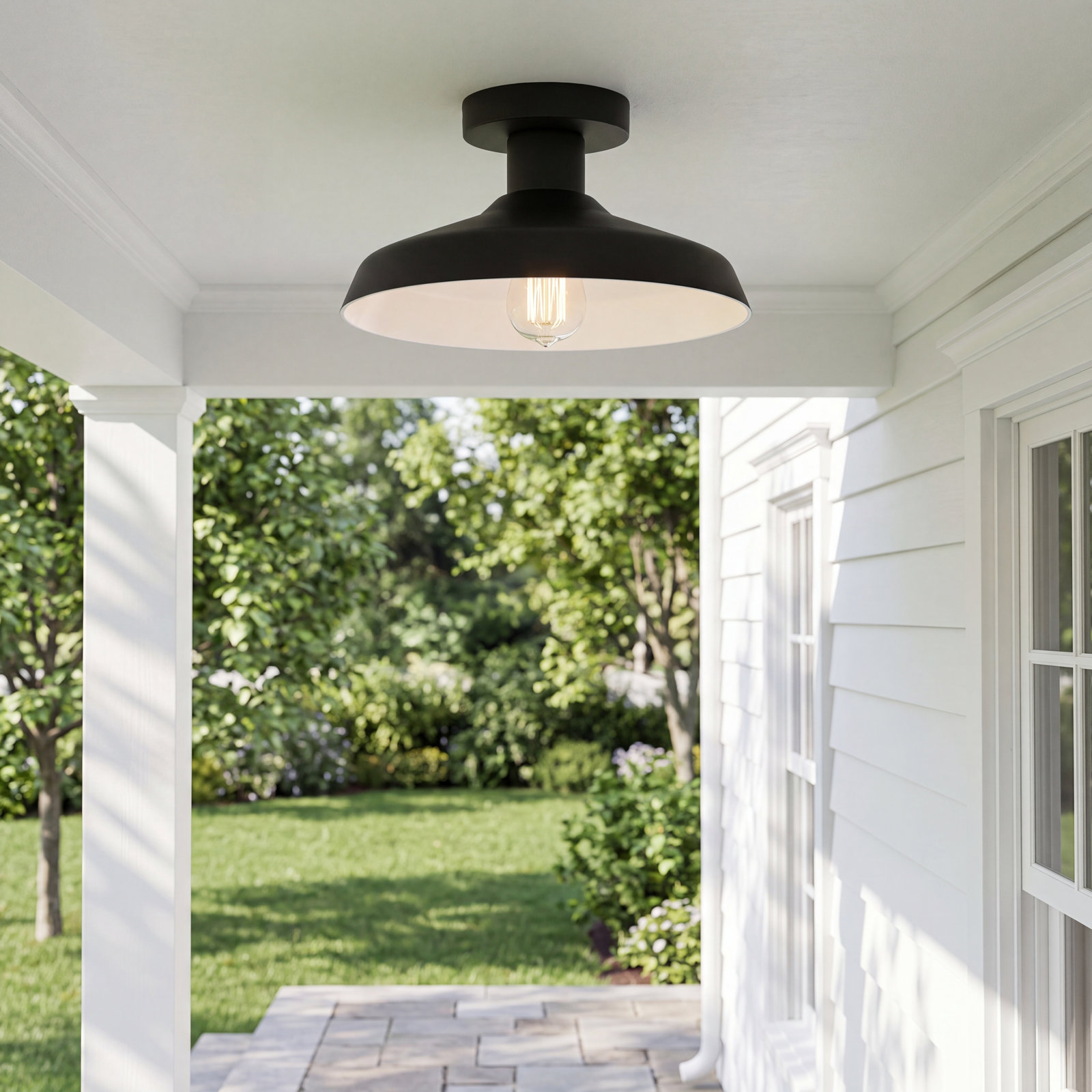 Vanielle Outdoor Semi-Flush Mount, Black