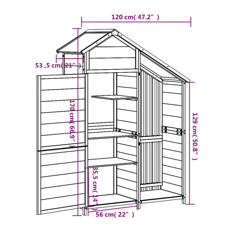Geinbow 3 ft. W x 2 ft. D Wooden Overlap Apex Tool Shed, Brown