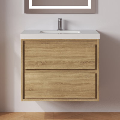 Ensemble de meuble-lavabo simple 30 po avec comptoir en granit blanc